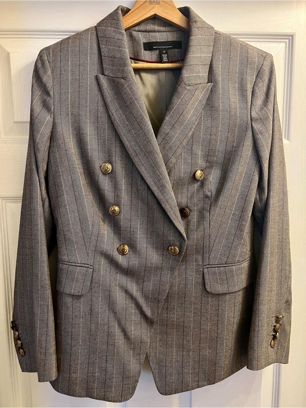 White House Black Market Herringbone Blazer in Gray, Black and Maroon